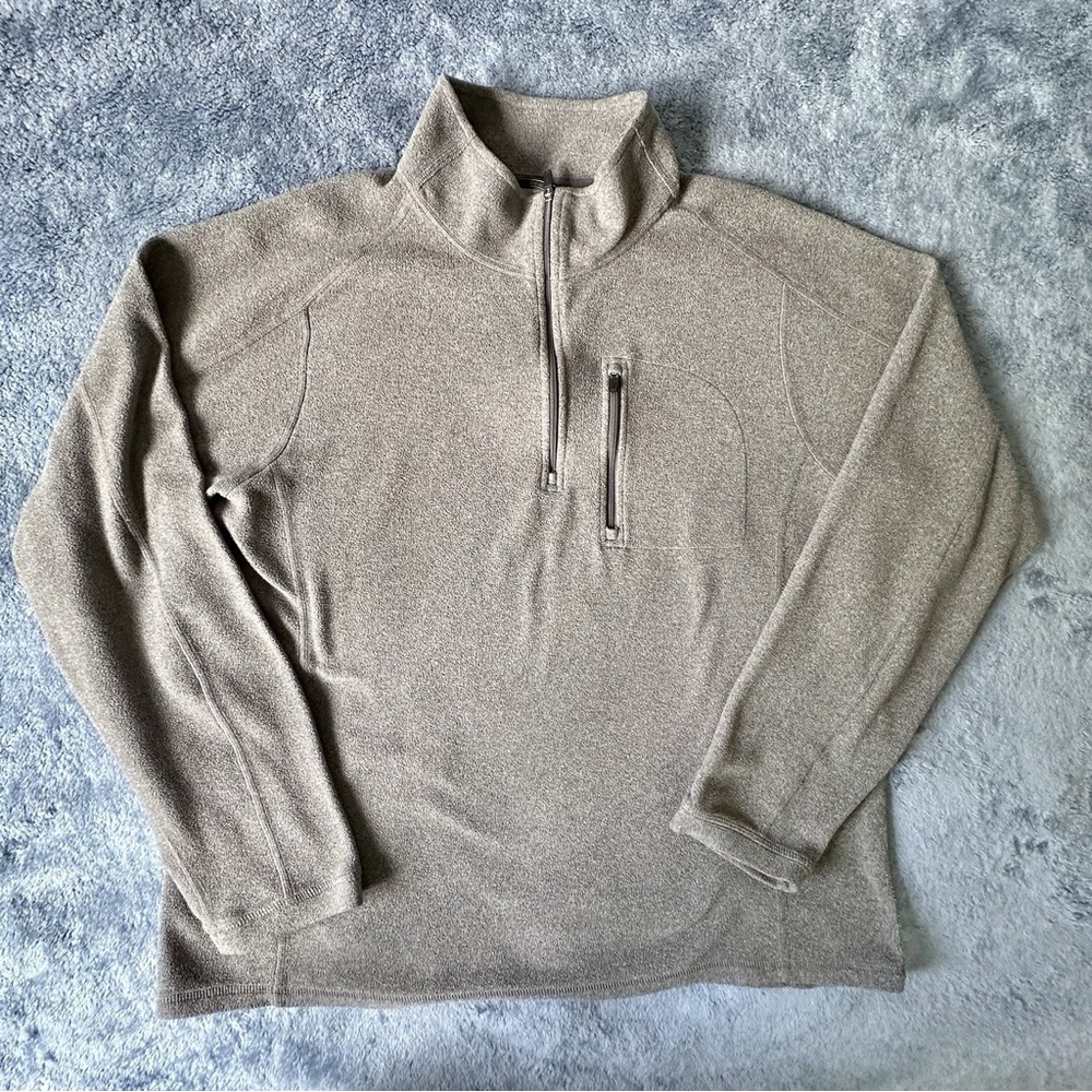 LL Bean Trail Fleece Mens L Gray 1/4 Zip Pullover Jacket Traditional Fit